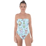 Drinks Cocktails Doodle Coffee Tie Back One Piece Swimsuit