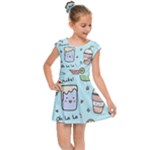 Drinks Cocktails Doodle Coffee Kids  Cap Sleeve Dress