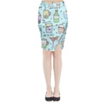 Drinks Cocktails Doodle Coffee Midi Wrap Pencil Skirt