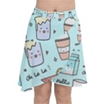 Drinks Cocktails Doodle Coffee Chiffon Wrap Front Skirt
