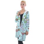 Drinks Cocktails Doodle Coffee Hooded Pocket Cardigan