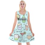 Drinks Cocktails Doodle Coffee Reversible Velvet Sleeveless Dress