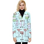 Drinks Cocktails Doodle Coffee Button Up Hooded Coat 