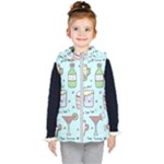 Drinks Cocktails Doodle Coffee Kids  Hooded Puffer Vest