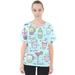 Drinks Cocktails Doodle Coffee V-Neck Dolman Drape Top