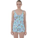 Drinks Cocktails Doodle Coffee Tie Front Two Piece Tankini