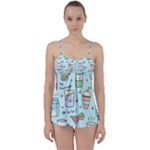Drinks Cocktails Doodle Coffee Babydoll Tankini Set