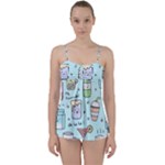 Drinks Cocktails Doodle Coffee Babydoll Tankini Top