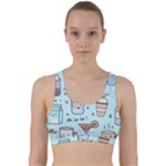Drinks Cocktails Doodle Coffee Back Weave Sports Bra