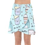Drinks Cocktails Doodle Coffee Wrap Front Skirt