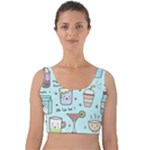 Drinks Cocktails Doodle Coffee Velvet Crop Top