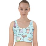 Drinks Cocktails Doodle Coffee Velvet Racer Back Crop Top