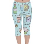 Drinks Cocktails Doodle Coffee Velvet Capri Leggings 