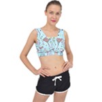 Drinks Cocktails Doodle Coffee V-Back Sports Bra