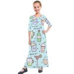 Drinks Cocktails Doodle Coffee Kids  Quarter Sleeve Maxi Dress