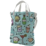 Drinks Cocktails Doodle Coffee Canvas Messenger Bag