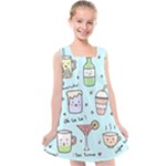 Drinks Cocktails Doodle Coffee Kids  Cross Back Dress