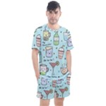 Drinks Cocktails Doodle Coffee Men s Mesh T-Shirt and Shorts Set