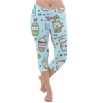 Drinks Cocktails Doodle Coffee Lightweight Velour Capri Yoga Leggings
