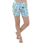 Drinks Cocktails Doodle Coffee Lightweight Velour Yoga Shorts
