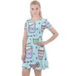Drinks Cocktails Doodle Coffee Cap Sleeve Velour Dress 