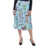 Drinks Cocktails Doodle Coffee Classic Velour Midi Skirt 