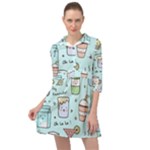 Drinks Cocktails Doodle Coffee Mini Skater Shirt Dress
