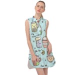 Drinks Cocktails Doodle Coffee Sleeveless Shirt Dress