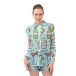 Drinks Cocktails Doodle Coffee Long Sleeve Chiffon Shirt