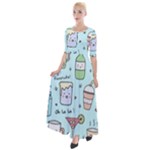 Drinks Cocktails Doodle Coffee Half Sleeves Maxi Dress