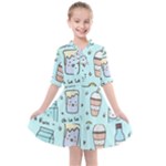 Drinks Cocktails Doodle Coffee Kids  All Frills Chiffon Dress