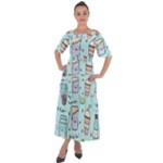 Drinks Cocktails Doodle Coffee Shoulder Straps Boho Maxi Dress 