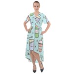Drinks Cocktails Doodle Coffee Front Wrap High Low Dress
