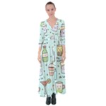 Drinks Cocktails Doodle Coffee Button Up Maxi Dress
