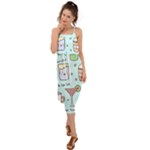 Drinks Cocktails Doodle Coffee Waist Tie Cover Up Chiffon Dress
