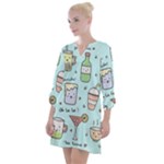 Drinks Cocktails Doodle Coffee Open Neck Shift Dress