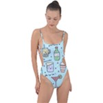Drinks Cocktails Doodle Coffee Tie Strap One Piece Swimsuit