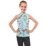 Drinks Cocktails Doodle Coffee Kids  Sleeveless Polo T-Shirt