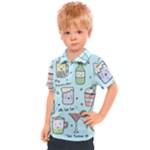 Drinks Cocktails Doodle Coffee Kids  Polo T-Shirt