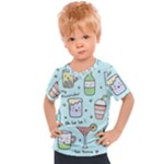 Drinks Cocktails Doodle Coffee Kids  Sports T-Shirt