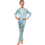 Drinks Cocktails Doodle Coffee Kids  Satin Long Sleeve Pajamas Set