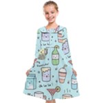 Drinks Cocktails Doodle Coffee Kids  Midi Sailor Dress