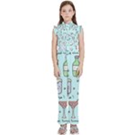 Drinks Cocktails Doodle Coffee Kids  Sleeveless Ruffle Edge Band Collar Chiffon One Piece
