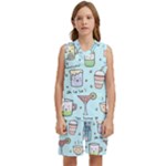Drinks Cocktails Doodle Coffee Kids  Basketball Mesh Set