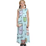 Drinks Cocktails Doodle Coffee Kids  Satin Sleeveless Maxi Dress