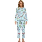 Drinks Cocktails Doodle Coffee Womens  Long Sleeve Lightweight Pajamas Set