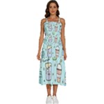 Drinks Cocktails Doodle Coffee Sleeveless Shoulder Straps Boho Dress