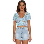 Drinks Cocktails Doodle Coffee V-Neck Crop Top