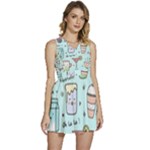Drinks Cocktails Doodle Coffee Sleeveless High Waist Mini Dress