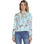 Drinks Cocktails Doodle Coffee Women s Long Sleeve Revers Collar Cropped Jacket
